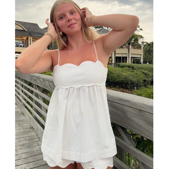 Sweet Scallop Top Green / Blue Calm Waters Spaghetti Straps Size Small NWT - Picture 12 of 14